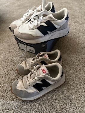 New Balance White, Navy & Gray Classic Runners